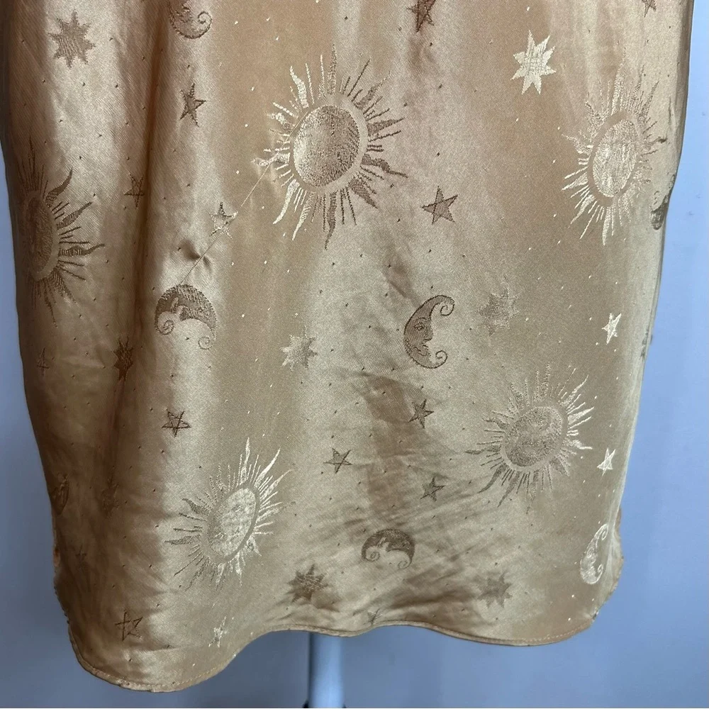 Vintage Gold Satin Slip Dress Mini Nightgown Fairycore Lingerie Y2K M - Picture 9 of 14